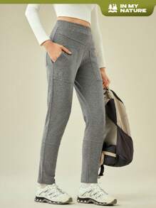 In My Nature 素色彈性腰帶戶外衛褲 - 灰色 - 查看 1