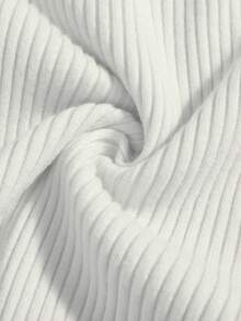 SHEIN EZwear Màu thuần Một nửa Áo cao cổ Đồ đan Ribbed Áo len - Nhiều màu - Xem 4