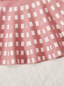 Baby Girl Frill Trim Cardigan & Geo Pattern Knit Skirt - Dusty Pink - View 3