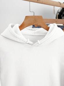 SHEIN EZwear Women's Hooded Sweatshirt With Slogan Print - White - View 5