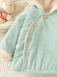 SHEIN Baby Boy Button Front Thermal Lined Hooded Coat - Multicolor - View 6