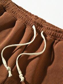 Manfinity Hypemode 寬鬆綁帶男士保暖襯裡褲,貼布字母細節和束口腰帶設計 - 咖啡棕 - 查看 6