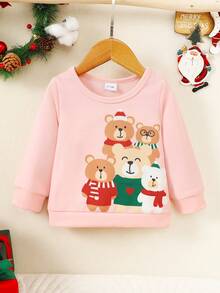 Baby Girl Bear Print Sweatshirt - Pink - View 7