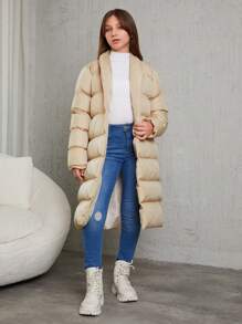 RueChic Teenager Mädchen Puffer Mantel mit Schalkragen, Gürtel,