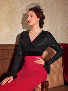 SHEIN DECDS 女士假毛連體衣 - 黑色 - 查看 6