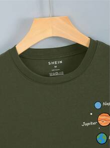 space planets graphic tee for men - Army Green - View 4