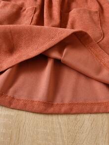 SHEIN Cô Gái Trẻ Cổ giả Áo thun & Thêu hoa Viền Ruffle Đầm Tổng thể - màu nâu - Xem 5