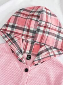 SHEIN EZwear Women Blouses Kantong Tombol Depan Plaid Casual - MultiWarna - View 4