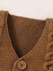 Baby Boys' Vest Style Cardigan - Coffee Brown - View 3