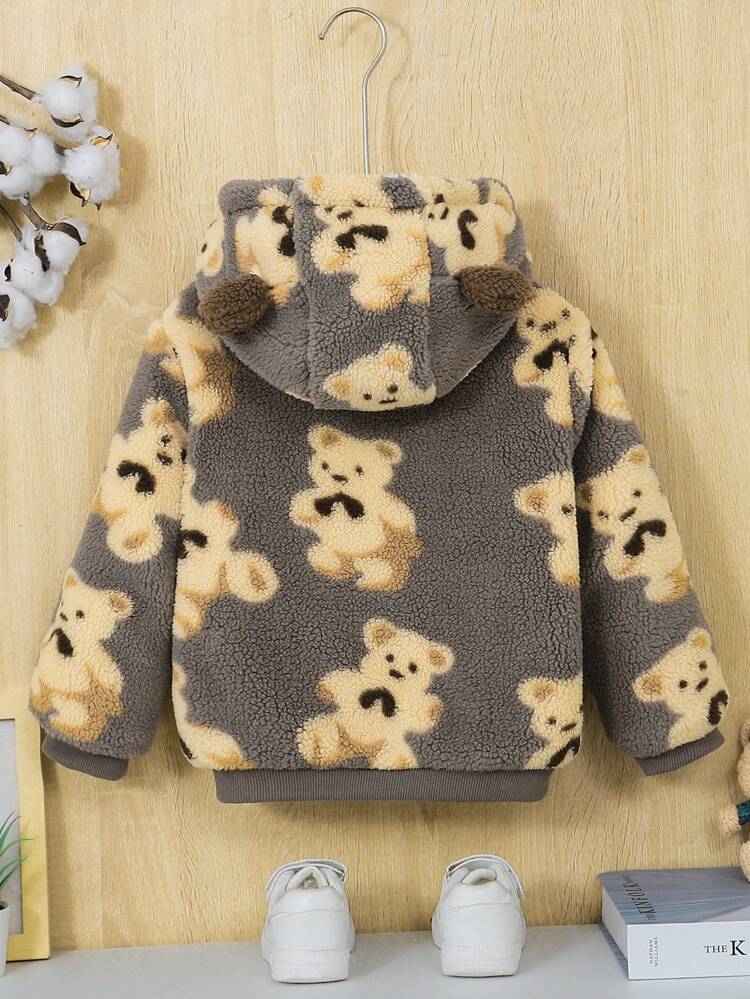Girls' (little Kid) Cute Bear Pattern Hooded Jacket