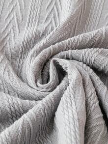 SHEIN LUNE Plus Solid V Neck Sweatshirt - Grey - View 3