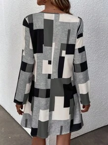 EMERY ROSE Geometric Print Dress - Grey - View 2