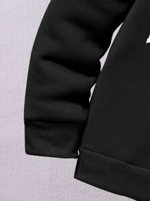 Tween男孩字母印花保暖連帽衫和慢跑褲套裝，2件裝 - 黑色 - 查看 4