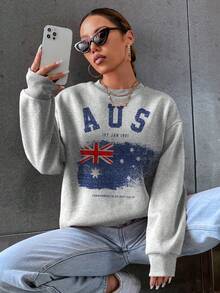 SHEIN Unity 字母印花下垂肩束腰衛衣 - 灰色 - 查看 6