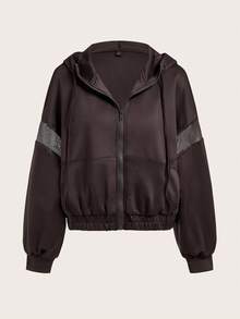 VARSITIE Thể thao Tennis Basic Mesh Splicing&Outdoors With JACKET Glowmode>Áo khoác thể thao nữÁo hoodie màu nâuÁo khoác màu nâu nữGlow Mode Women>Áo khoác thể thao nữ - màu nâu - Xem 3