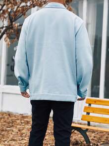 Manfinity Homme Nam Plus Túi có nắp Dây kéo Áo khoác - Màu Xám nhạt - Xem 2