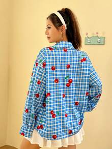 SHEIN EZwear 可愛女裝襯衫 - 藍色 - 查看 2