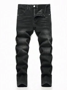 Tween Boy Cat Whisker Washed Jeans - Black - View 1