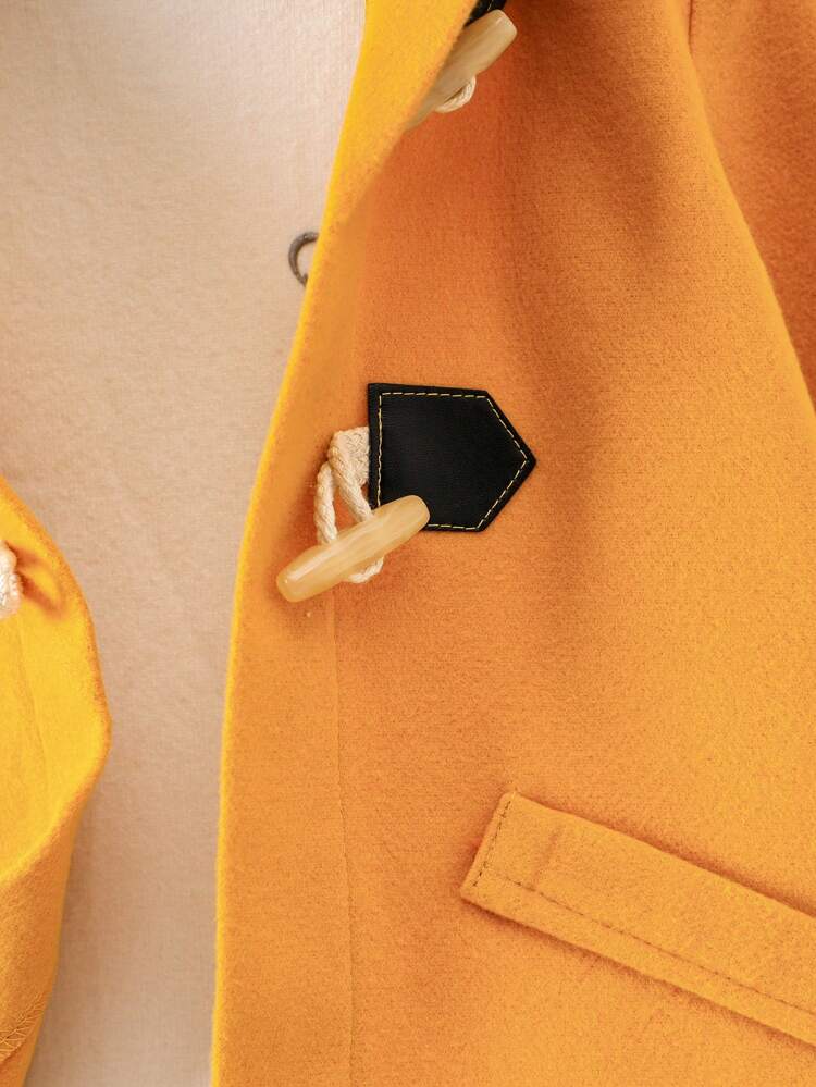 Young Girl 1pc Cartoon Embroidery 3D Ears Design Hooded Duffle Overcoat