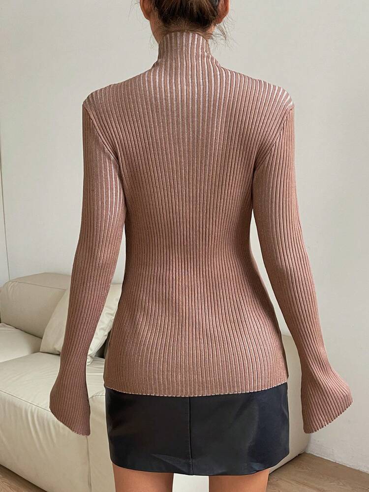 Ribbed Knit Button Front Cardigan Fall Cloth For Women