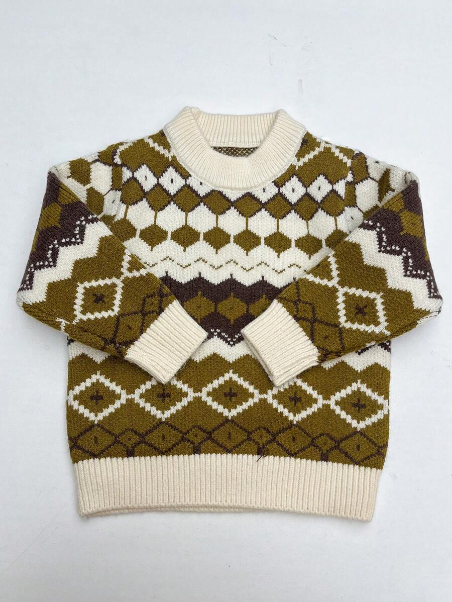 Áo len cổ tròn kẻ sọc cho bé trai - màu xanh lá - Xem 1