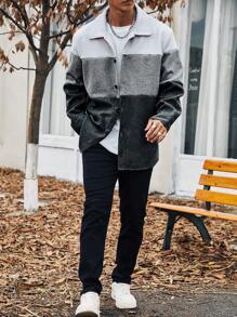 Manfinity Homme Nam Plus Khối màu Nút phía trước Áo khoác - Nhiều màu - Xem 5