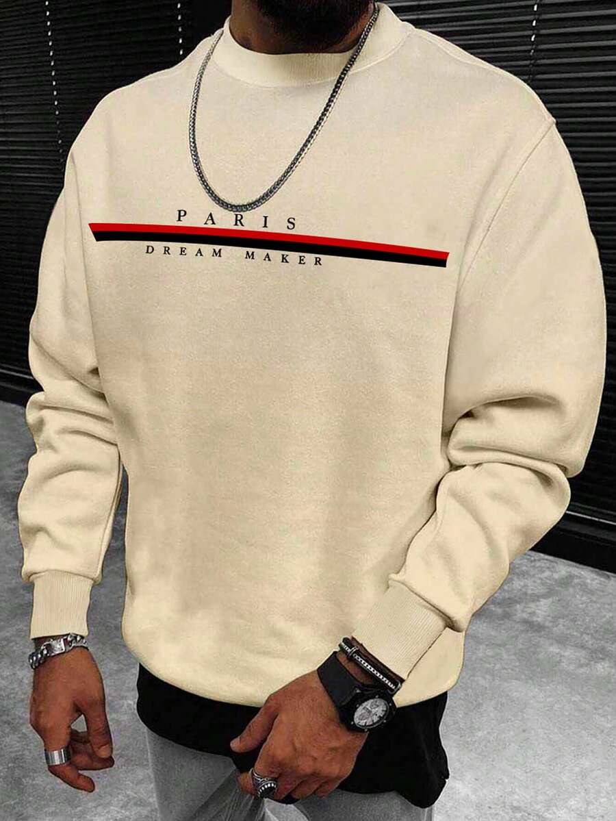 Manfinity Homme Men Letter Graphic Sweatshirt - Black - View 1