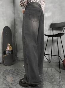 Manfinity EMRG Lỏng lẻo phù hợp Nam Denim mùa giặt Denim Hình sao Quần jean - Xám - Xem 2