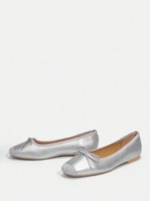 SheIn MOD 撞色女性平底鞋帶小蝴蝶結裝飾 - 彩色 - 查看 3