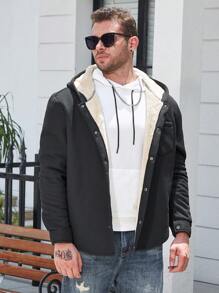 Manfinity Homme Veste À Capuche Doublée De Teddy De Grande Taille Pour Homme À Coupe Ample - Noir - Voir 5