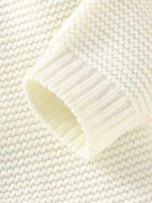 Đứa bé trai Thiết kế tai 3D Dây kéo áo có mũ Đan Áo liền quần - trắng - Xem 3