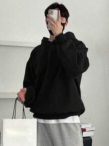 DAZY Heren effen hoodie met verlaagde schouders, herfstkleding