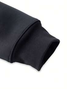 休閒抽繩 口袋 拉鍊純色男士外套 - 黑色 - 查看 4