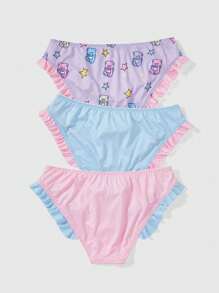 ROMWE Kawaii 3pcs Cartoon Printed Briefs - Multicolor - View 2