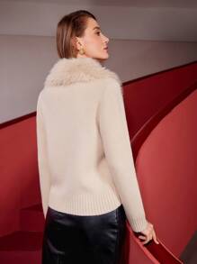 MOTF PREMIUM Lông thú giả Vòng cổ Áo len Mở - Lạc đà - Xem 2