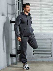 SHEIN Fitness Men's Gray Hooded Sweatshirt Set