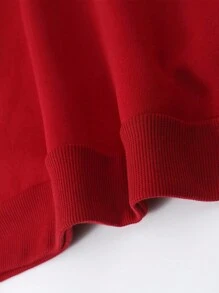 Men's Cartoon Astronaut Pattern Sweatshirt - Red - View 3