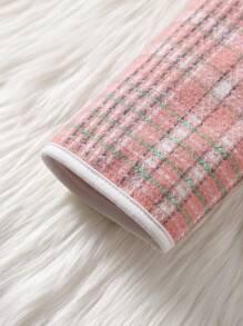 SHEIN Tween Girl Plaid Dual Pocket Raglan Sleeve Contrast Binding Hooded Duffle Overcoat - Multicolor - View 5