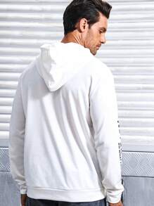 Gym Rark Sudadera deportiva para hombres con bolsillo canguro y cordón con gráfico de letras - Blanco - Ver 2