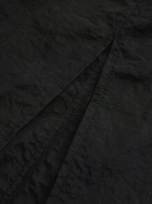 SHEIN EZwear Solid Drawstring Hem Cargo Skirt - Black - View 4