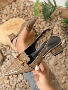 女性後帶腳趾穆勒鞋帶尖頭 - 咖啡棕 - 查看 3