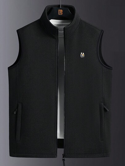 Men's Winter Zip-Up Stand Collar Casual Vest Jacket, For Golf