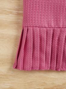 SHEIN 女大童木耳邊T恤&翻蓋細節百褶下擺洋裝 - 彩色 - 查看 3