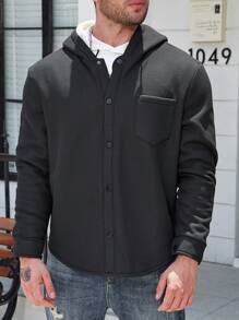Manfinity Homme Veste À Capuche Doublée De Teddy De Grande Taille Pour Homme À Coupe Ample - Noir - Voir 4