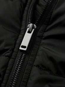 Manfinity Homme Men Drawstring Hooded Zipper Puffer Coat Without Jumper