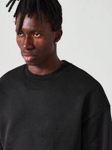 SUMWON Áo nỉ cổ tròn cổ điển ấm cúng cao cấp hàng ngày thiết yếu cho tập luyện giải trí thể thao Áo chui đầu mùa đông thu thường ngày thoải mái - màu đen - Xem 4