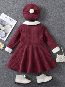 SHEIN 秋冬季少女休閒流蘇邊裝飾連衣裙