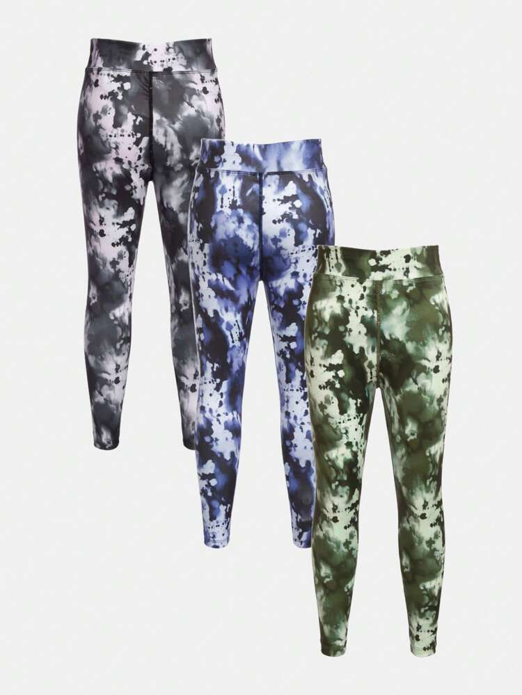3pcs/set Tie-dye Yoga Pants For Tween Boys