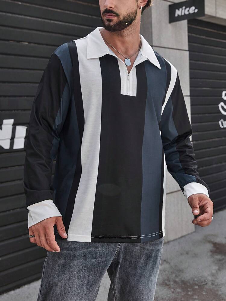 Men Plus Color Block Polo Shirt