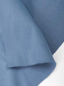 Manfinity Homme Áo khoác nam dài tay có mũ trùm đầu rộng rãi có túi vá - Màu xanh bụi bặm - Xem 3